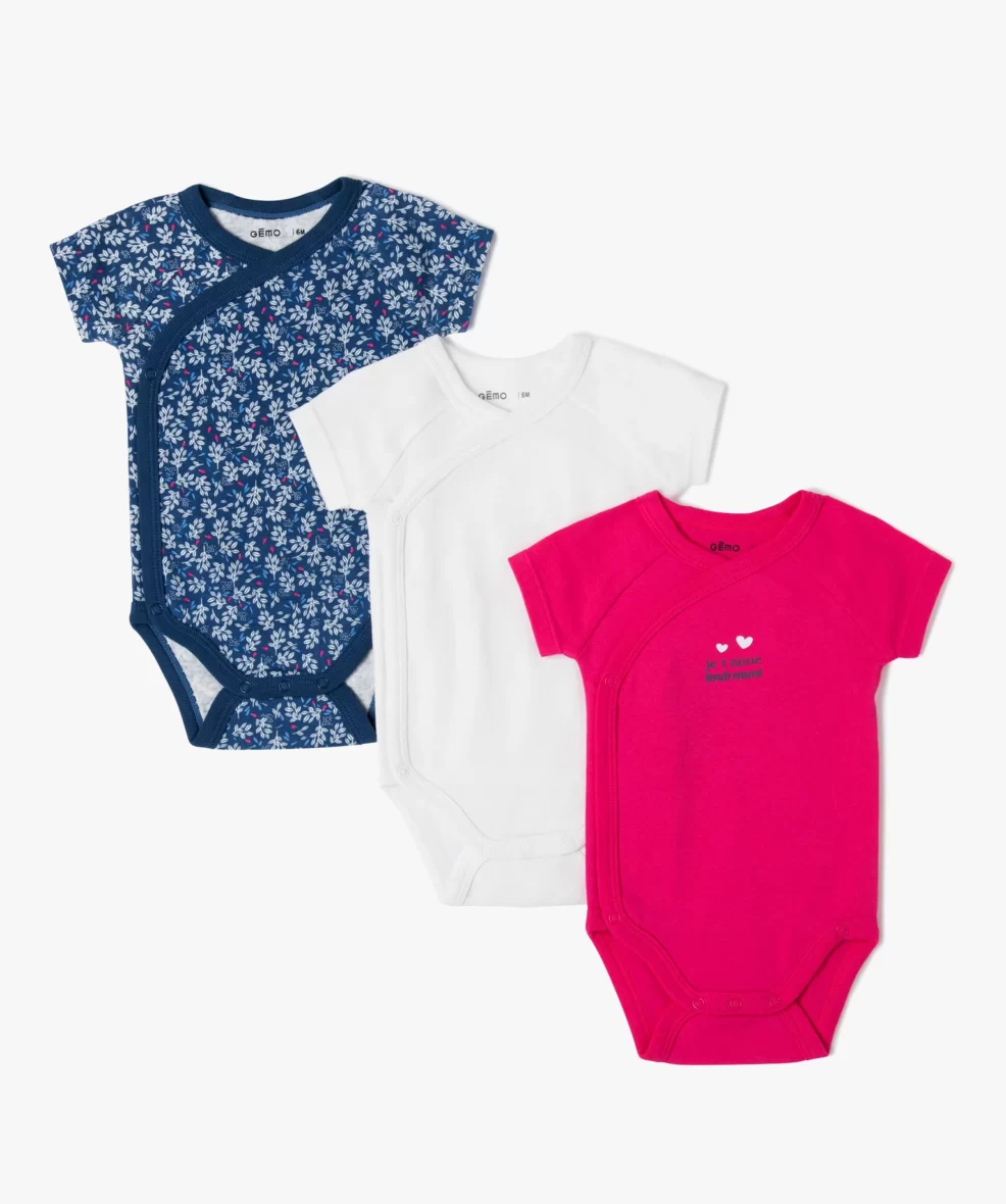 Bodies manches courtes fermeture croisée (lot de 3)