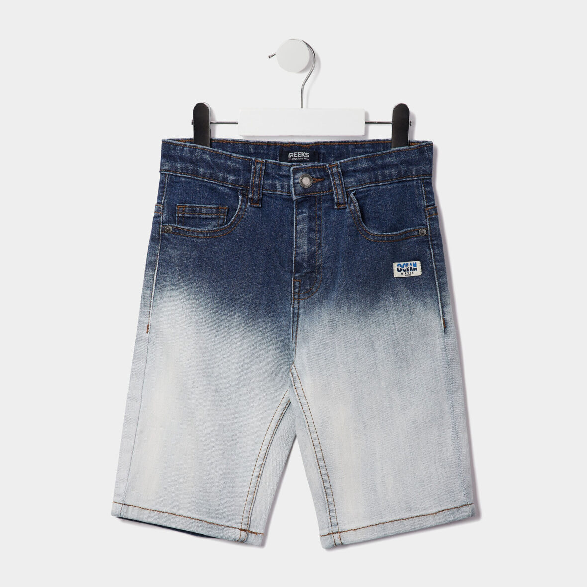 Bermuda droit en jean Creeks denim double stone