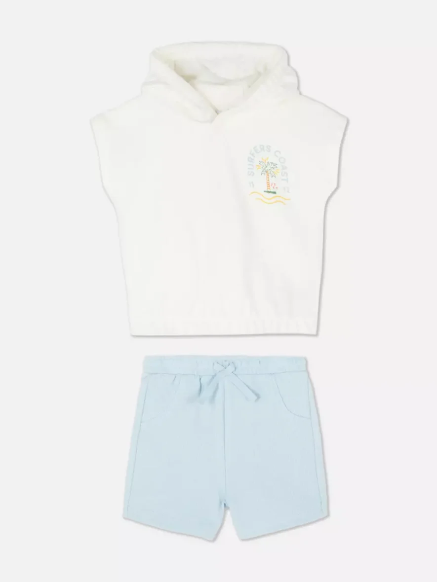 Ensemble sweat à capuche et short en tissu-éponge