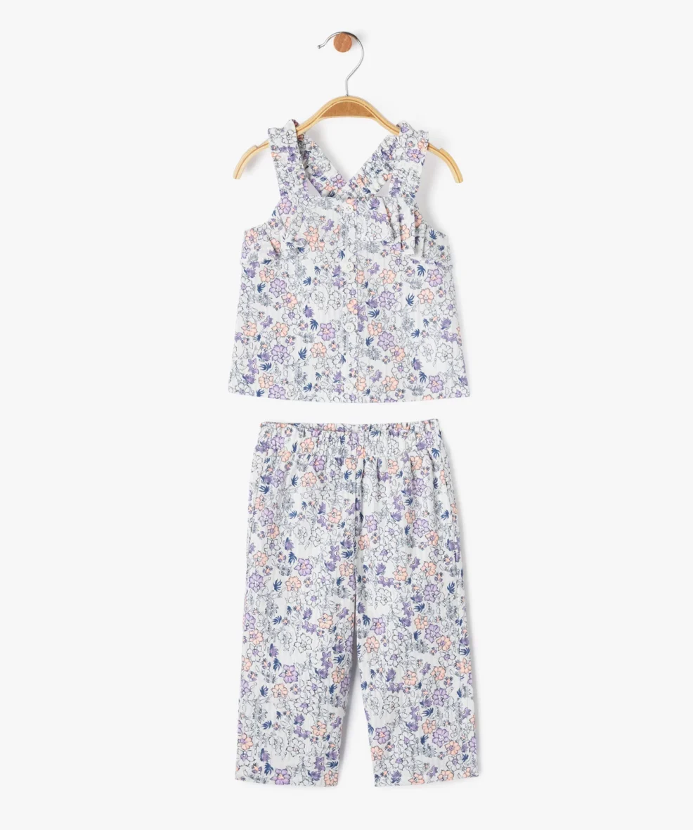 Ensemble 2 pièces fleuri débardeur et pantalon